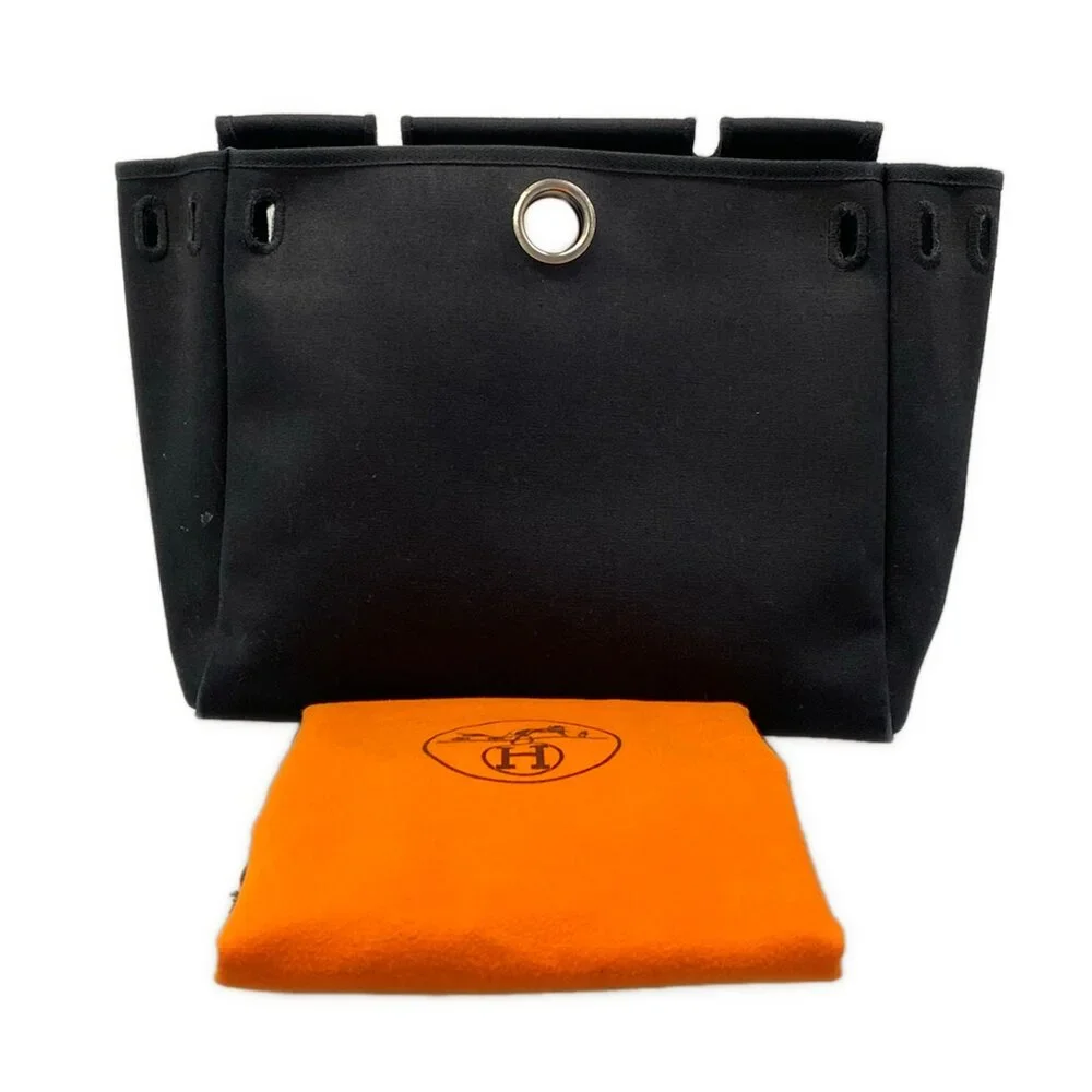 Hermès Herbag PM Handbag Cream Black Toile GM Leather
